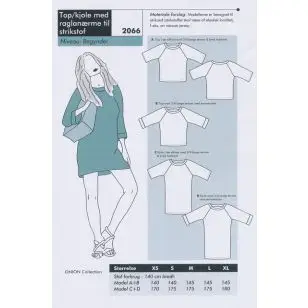 Onion 2066 Top - kjole med raglanærmer til strikstof - Snitmønstre Onion til voksne