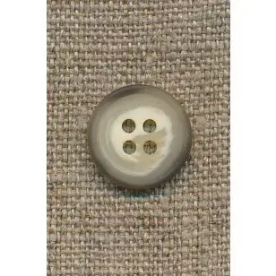 4-huls knap meleret creme/brun/lysegrå, 15 mm. - Knapper Brun, beige og off-white