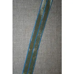 Foldeelastik m/guld klar blå - Foldeelastik, foldebånd, uldbånd