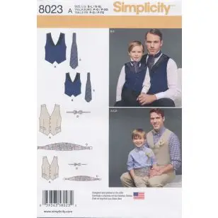 Simplicity 8023 Drenge/herre vest/slips/butterfly/skærf - Simplicity mønstre