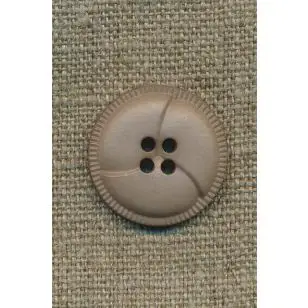 4-huls knap i læder-look, sand 23 mm. - Knapper Brun, beige og off-white