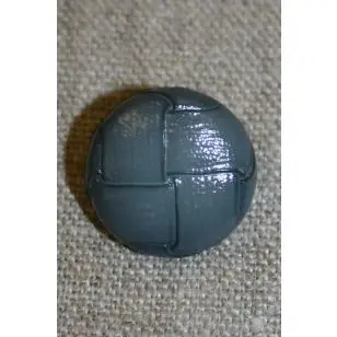 Læder-look knap mørk grå, 20 mm. - Knapper Hvid, grå og sort