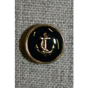 Knap m/anker, sort/guld - Knapper Hvid, grå og sort