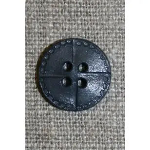 4-huls knap i læder-look, grå 15 mm. - Tilbud knapper