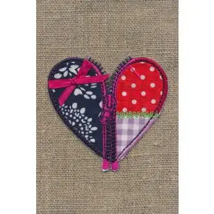 Hjerte m/lynlås/sløjfe - Blomster, stjerner og sløjfer