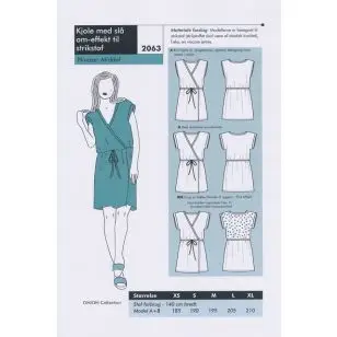 Onion 2063 -Kjole med slå om-effekt til strikstof - Snitmønstre Onion til voksne