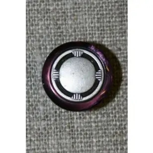 Lilla/gl.sølv knap 15 mm. - Knapper Rød/lyserød/lilla