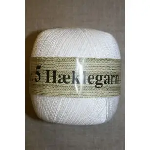 Nr. 5 Hæklegarn, hvid - P: 2 -  Hæklegarn Nr. 5