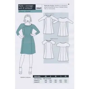 Onion 2069 Kjole i corsagesnit til strikstof - Snitmønstre Onion til voksne