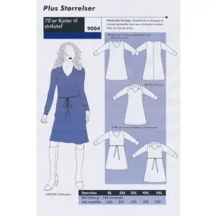 Onion 9004 Plus -70'er Kjole til strikstof - Snitmønstre Onion til voksne