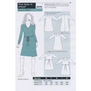 Onion 2070 -70'er Kjole til strikstof - Snitmønstre Onion til voksne