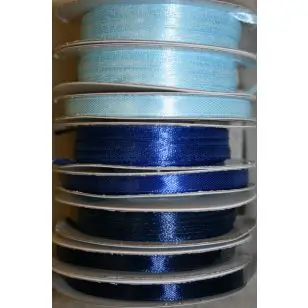 10 meter rulle satinbånd 6mm. babylyseblå - klar blå - mørkeblå - Satinbånd 10 meter rulle