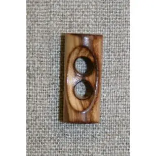 Aflang brændt træknap/knebel 25 mm. - Træ- og Horn-knapper