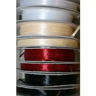 10 meter rulle satinbånd 3 mm. hvid - sort - mørkerød - off-white - Satinbånd 10 meter rulle