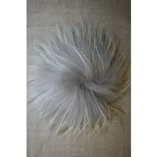 Pels-pompon af vaskebjørn, lysegrå 14 cm. - Pomponer