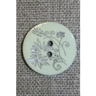 Perlemors-knap m/blomst, babylysegrøn - Perlemorsknapper