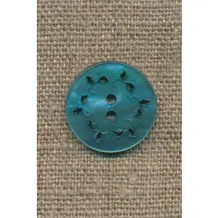 Knap m/hulmønster, lys petrol, 20 mm. - Tilbud knapper