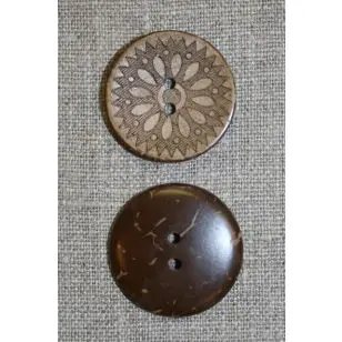 Kokosknap 28 mm. rund m/mønster - 