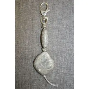 Karabinhage m/vedhæng sten hvid/gl.sølv - Spænder og hægter