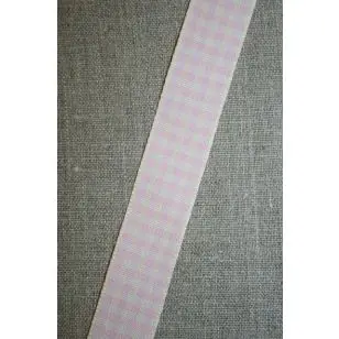 Ternet bånd off-white/babylyserød, 25 mm. - Gjordbånd, bændel og sportsbånd
