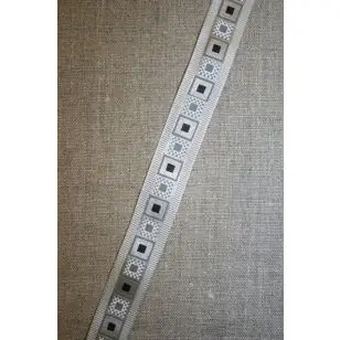 Bånd m/firkant-print grå/sølv - Div. bånd