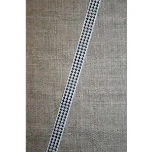 Grosgrainbånd m/hanefjed hvid/sort 10 mm. - Gjordbånd, bændel og sportsbånd