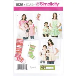 Simplicity 1936 Forklæde til mor/barn/dukke & sok - Hobby, Bamser og Tasker