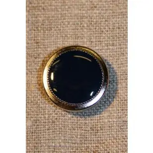 Blå knap m/sølv kant 20 mm - 