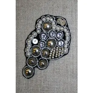 Motiv dråbe sort/sølv - Blomster, stjerner og sløjfer