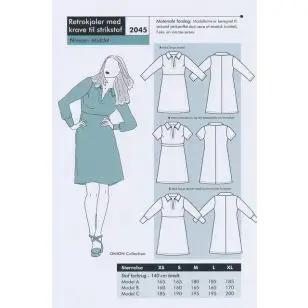 Onion 2045 Retrokjole med krave til strikstof - Snitmønstre Onion til voksne