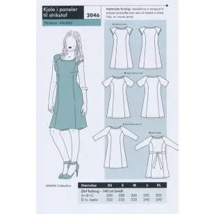 Onion 2046 Kjole i paneler til strikstof - Snitmønstre Onion til voksne