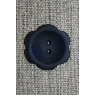 Blomsterknap træ i mørkeblå 23 mm. - Tilbud knapper