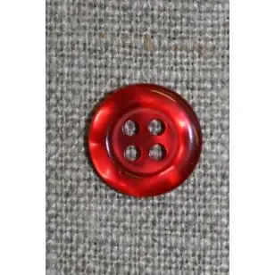 Rød blank 4-huls knap, 12 mm. - Knapper Rød/lyserød/lilla