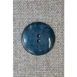 Petrol-blå meleret 2-huls knap, 18 mm. - 