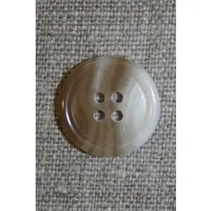 Meleret 4-huls knap lysebrun/off-white, 18 mm. - Knapper Brun, beige og off-white