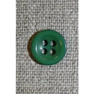 Lille grøn 4-huls knap, 11 mm. - Knapper Grøn, gul og orange