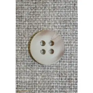 Off-white/lysebrun meleret 4-huls knap, 13 mm. - Knapper Brun, beige og off-white