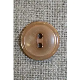 Lysebrun 2-huls knap, 15 mm. - Knapper Brun, beige og off-white