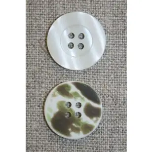 4-huls knap knækket hvid/camuflage, 20 mm. - Knapper Grøn, gul og orange