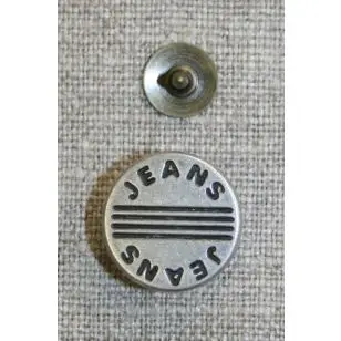 Patent knap gl.sølv "jeans" - Guld-, sølv- og metalknapper