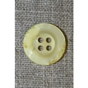 4-huls knap krakeleret lys gul, 18 mm. - Knapper Grøn, gul og orange