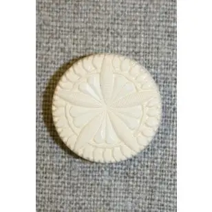 Knap m/blomst/stjerne, off-white/creme 22 mm. - Knapper Brun, beige og off-white