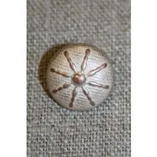 Metal-knap m/streger, gl.sølv/pudder, 15 mm. - Tilbud knapper
