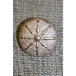 Metal-knap m/streger, gl.sølv/pudder, 20 mm. - Guld-, sølv- og metalknapper