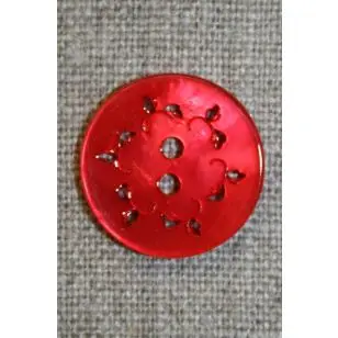 Knap m/hulmønster, rød 20 mm. - Knapper Rød/lyserød/lilla