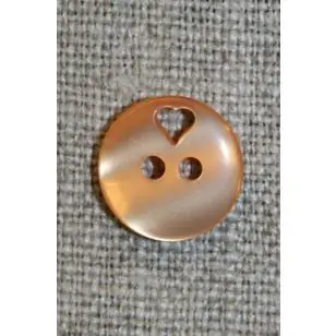 Rund knap m/hjerte, lys orange - 