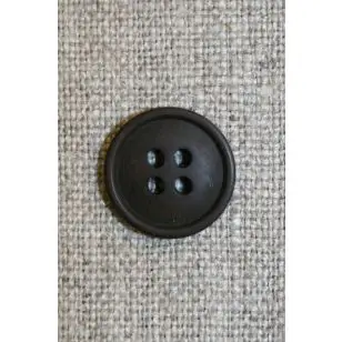 Mørkebrun 4-huls knap, 15 mm - Knapper Brun, beige og off-white
