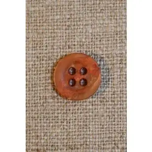 Orange/gylden krakeleret knap 11 mm. - Knapper Grøn, gul og orange