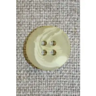 Buet 4-huls knap creme/lysegul, 15 mm. - Knapper Brun, beige og off-white