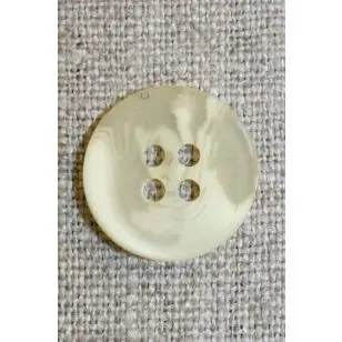 Buet 4-huls knap creme/lysegul, 18 mm. - Knapper Brun, beige og off-white